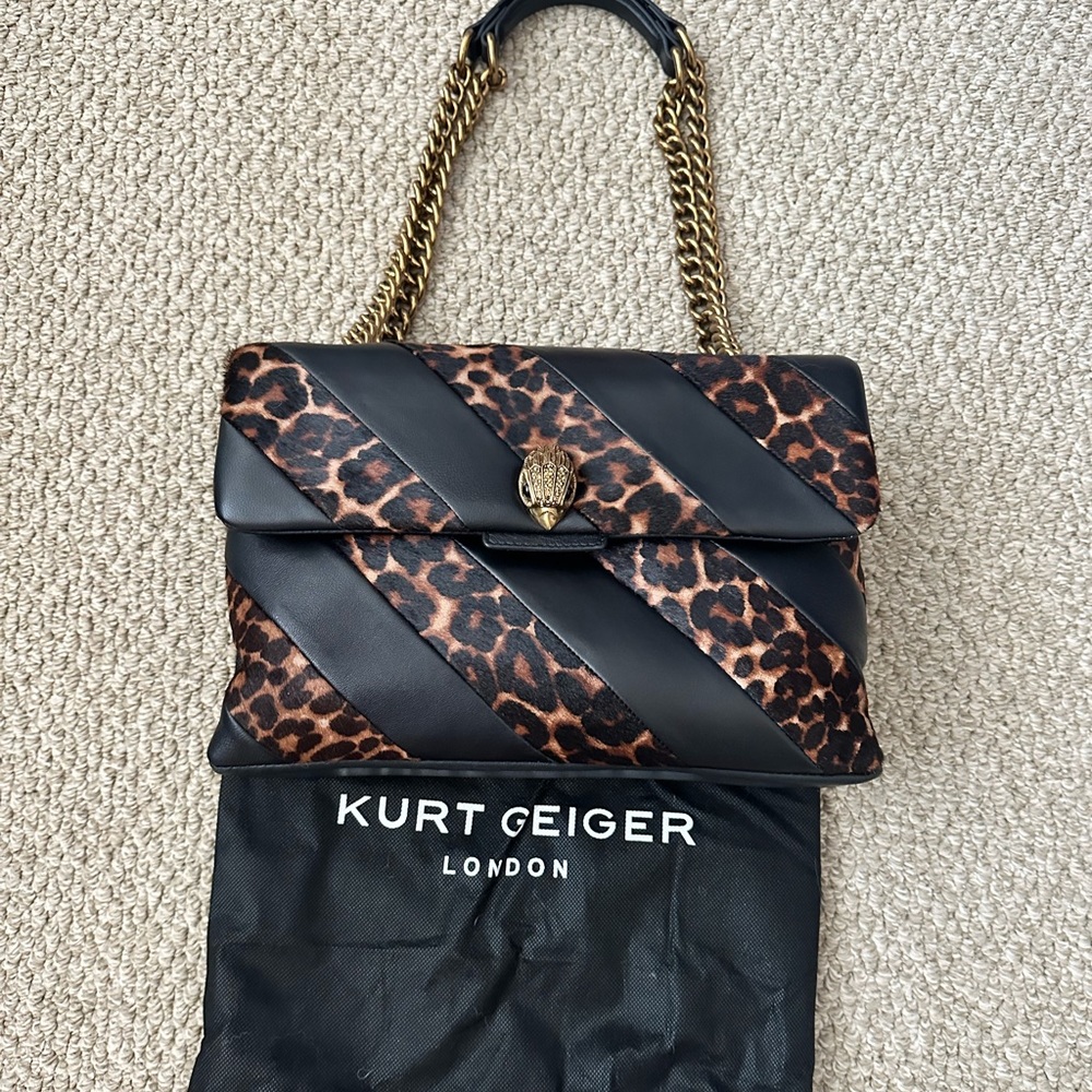 Kurt Geiger leopard faux fur leather shoulder bag
